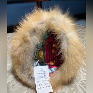 Real Fox Fur Hat with Quilted Interior Vintage